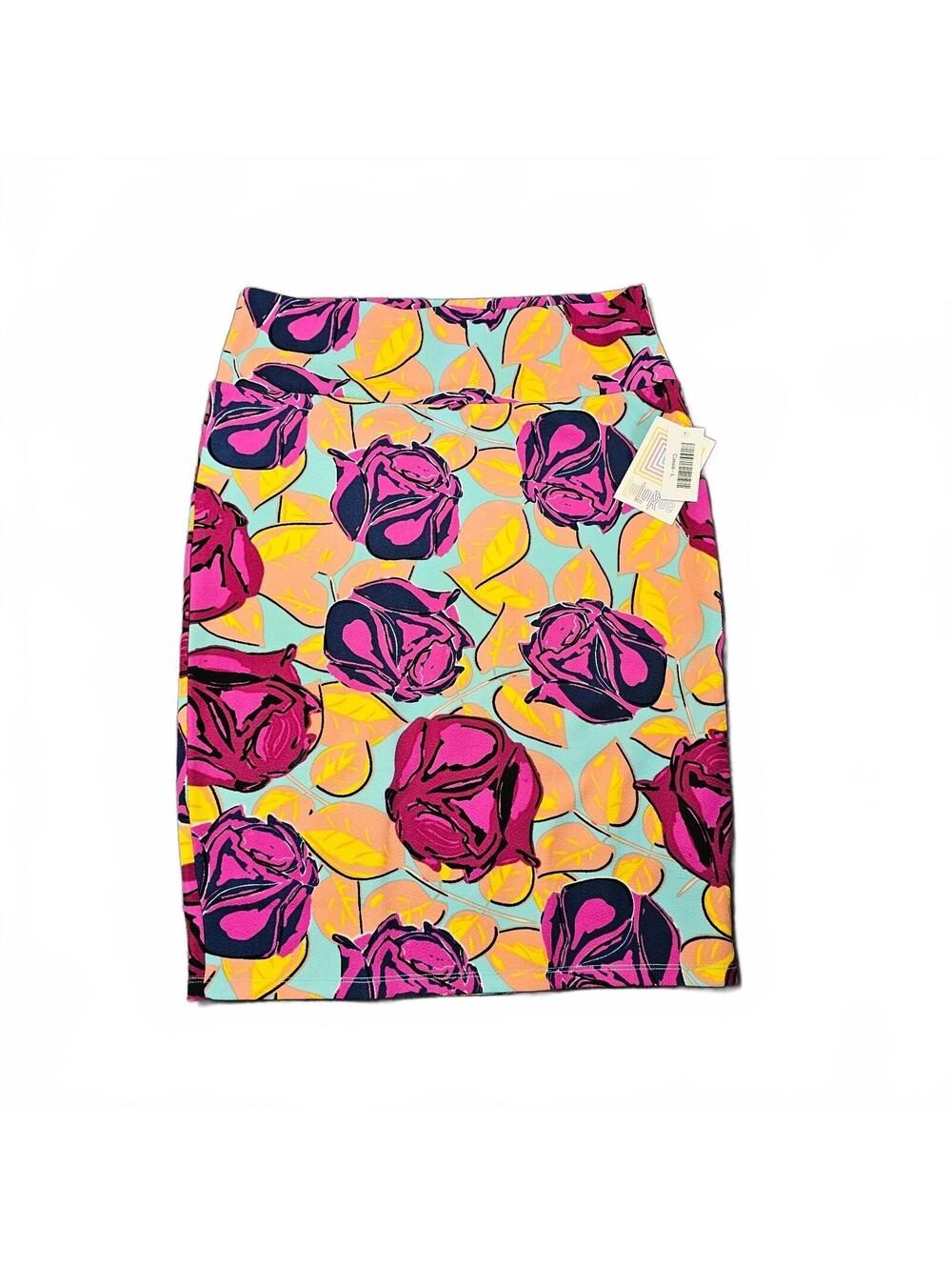 New LuLaRoe Cassie Women's Large Pencil Skirt Floral Print Multi Color